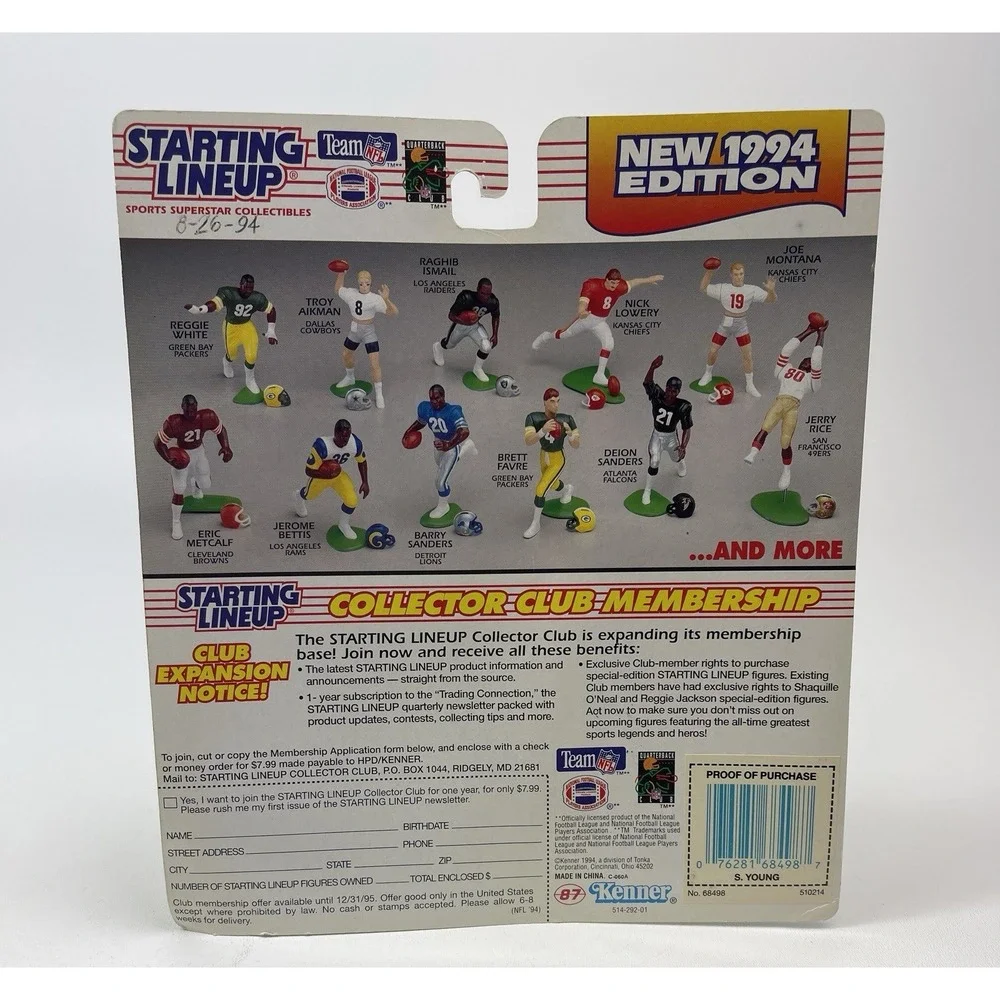1994 Starting Lineup STEVE YOUNG Football Figure and Card NFL
